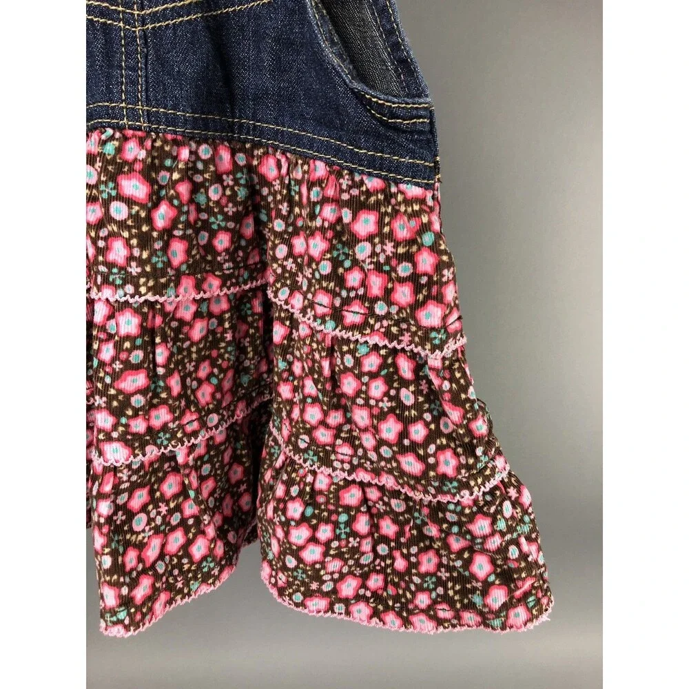 Oshkosh B’gosh Toddler Girl 24 Mo Vestbak Tiered Dress Floral VINTAGE Brown Pink